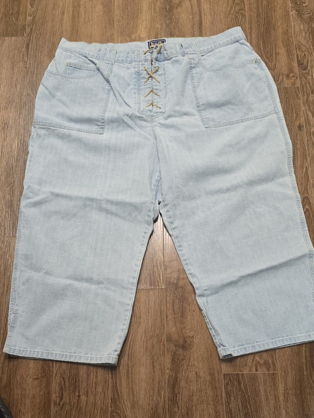 Equipment Light Blue Denim Lace-Up Waist Capris